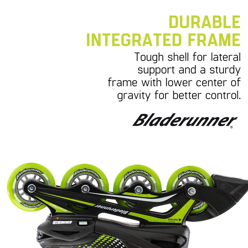 ROLLERBLADE بلادرونر بواسطة رولر بليد فينيكس أولاد زلاجة لياقة بدنية قابلة للتعديل، أسود وأخضر مقاس 5-8 - Image 4